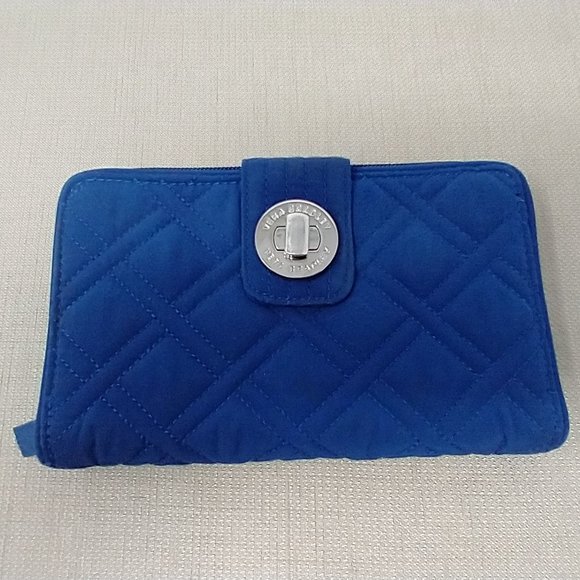 VERA BRADLEY NAVY BLUE QUILTED WALLET - Picture 1 of 13
